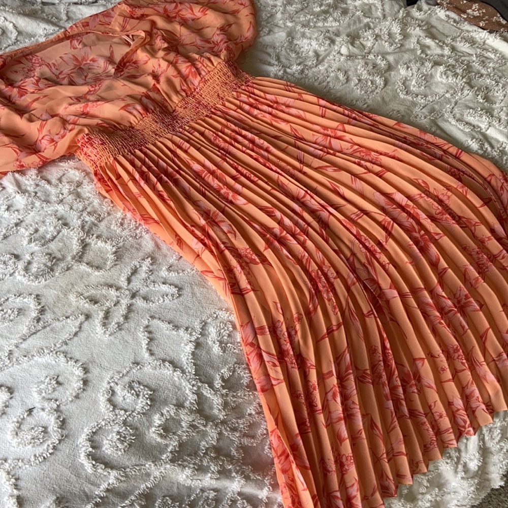 Peachy pink floral long dress